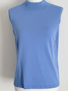 Pendleton Silk Blend Mock Neck Sleeveless Sweater Shell Blue Size Large